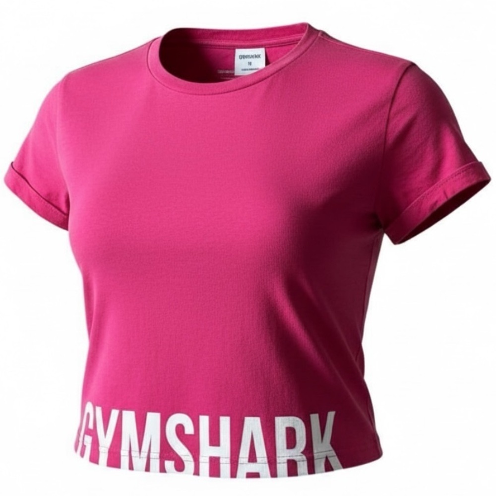 Gymshark Fraction Women’s Vibrant Pink & White Cropped T-Shirt Size Medium